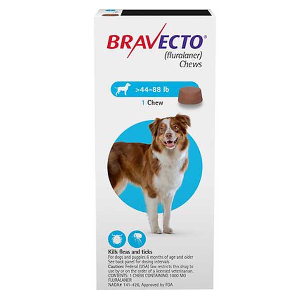 Bravecto Chews for Dogs, 44-88 lbs, 1 treatment